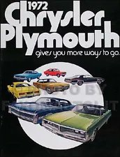 1972 Plymouth Sales Catalog for all models Mint Original Color Brochure 28 Pages