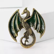 Enamel Giant Winged Dragon Pins for Women Rhinestone Dragon Brooches Hot Sale