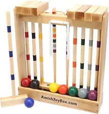 AmishToyBox.com Family Tradition 8-Player Croquet Set with Wooden Stand