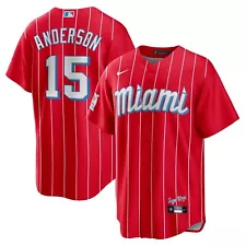 Size M - Miami Marlins Nike City Connect Team Jersey MLB Sugar Kings 15 Anderson