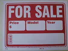 Car For Sale Sign Vehicle for Sale Year Model Plastic Sign 12" x 9" #12602