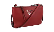 PRADA SHOULDER BAG HANDBAG BANDOLIERA 1BH046 RED LEATHER NEW