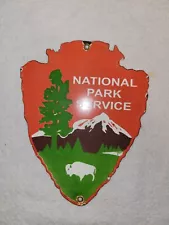 VINTAGE NATIONAL PARK SERVICE PORCELAIN SIGN CAMPING FISHING HUNTING FOREST NICE