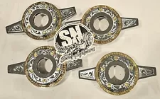 Lowrider Wire Wheel Chrome Zenith Style Engraved KnockOffs W/ Gold (1 Set)