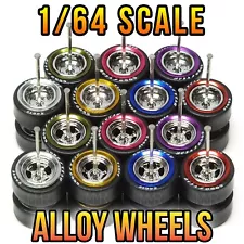 1/64 Scale ALLOY 0 5 SPOKE CHROME Real Rider Wheels Rims Tires Set for Hot Wheel