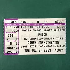 Phish Concert Ticket Stub Vtg July 8- 2003 Coors Amphitheatre California