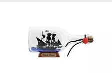 Black Pearl Caribbean Pirate Model Ship in a Bottle Glass Black Pearl 9”