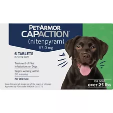 PETARMOR CAPACTION, ORAL FLEA TREATMENT DOGS OVER 25 lbs. 6 DOSES EXP 11/26 NEW!