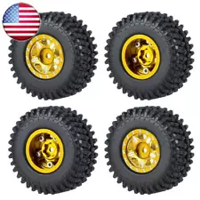 4pcs 1.0 Beadlock Wheel Plastic Rims Mud Tires Set for 1/24 RC Crawler Car SCX24