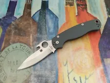 Spyderco Paramilitary 2, Satin Elmax Plain Blade w/Emerson Wave, Gray G10 Handle