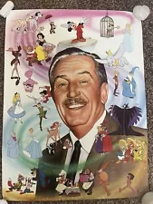 Vintage Rare Poster Walt Disney Poster Wall Art With Movie Characters Mickey