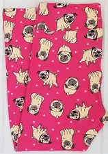 TC Lularoe Tall & Curvy Leggings Pug Dog Polka Dot Hearts On Pink