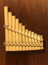 Rare Vintage Bamboo Pan Flute Artisan Wind Instrument Handmade 12 Pipes