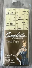 Simplicity Vintage Light Yellow Ruler Twill Tape 1/2" x 3 yards