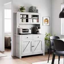 Kitchen Pantry Cabinet With Microwave Stand, Hutch Cabinet With Buffet Cupboard