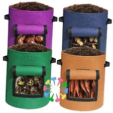 400G Thickest 4-Pack 10 Gallon Multi-Colored Potato Growing Bags, Potato 4 Pack