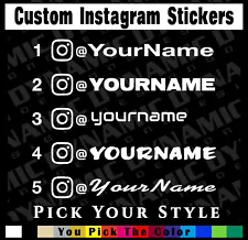 (2)x Custom Instagram Stickers username your user name vinyl decal sticker JDM