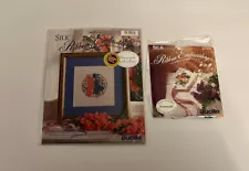 Lot of 2 Bucilla Silk Ribbon Embroidery Kits JULY LARKSPUR & THE ROSE Bookmark