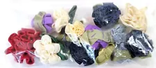 12 Satin Ribbon Rose Flower 3/4" to 1.5" Applique Sewing Bow Craft