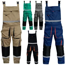 Mens Overalls Bib and Brace Work Trousers Knee Padded Bib Pants Dungarees