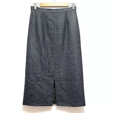 Burberrys London Ladies Skirt UK 12 Vintage 90s Grey Navy Blue Brown Houndstooth