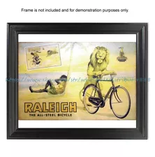 Raleigh Bicycle cycling poster Lion Wins 8x10" print bar decorations for sale