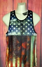 MENS ZERO NINETEEN STARS & STRIPES LIGHTWEIGHT MESH TANK TOP SIZE L