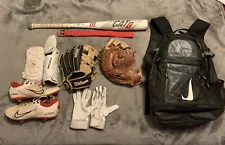 9 Item Used baseball equipment lot. See Description For More Details