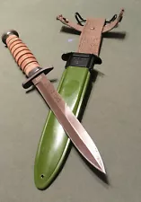 US M3 1943 Fighting Trench Knife w/M8 Scabbard XLNT REPRO Nicely Marked