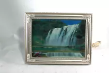 Vintage Illuminated Moving Waterfall Scene 15”x11” Light Up Picture MCM #91