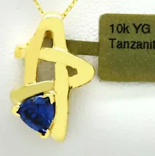 AAA TANZANITE 0.90 Cts PENDANT 10k YELLOW GOLD - New With Tag