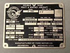 WWII Engine Plate for Pratt & Whitney Double Wasp R-2800