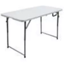 4' Bi-Fold Table Portable for Dining Banquet Event Sale w/ Carry Handle, White