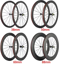 Factory Sales 38/50/60/88mm Tubeless/Clincher Wheelset 700C 3k Matte 25mm Width