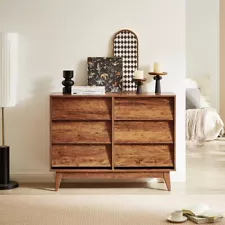 6 Drawer Double Dresser Features Vintage-style and Bevel