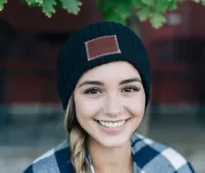 Women's Love Your Melon Black Beanie With Patch Cotton Knit Cap One Size NWT $35