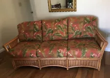 Braxton Culler Wicker Rattan Bamboo Sofa Honey Tropical Floral