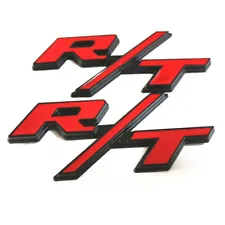 2X OEM For RT Emblems Side Fender R/T Nameplate Black Red Badge New Stickers