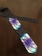 Rush Limbaugh Tie Vivid Colored Blue Purple Geometric 100% Silk Tie 3.5” X 60