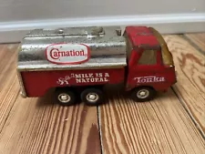 Vintage Mini Tonka Red Carnation Milk Truck Pressed Steel