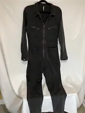 Free People Black Denim Jumpsuit Size XL Stretchy Comfortable Zippers