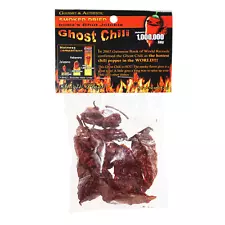 SMOKED DRIED PODS INDIAN BHUT JOLOKIA NAGA GHOST CHILI PEPPER 1/2 oz .5 oz