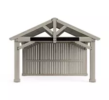 NEW Timber Frame Pavilion Privacy Wall with Barn Doors 16' x 14' FT