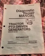 Generac Tractor PTO Driven Generators Diagnostic Repair Manual 9738 9739 9740