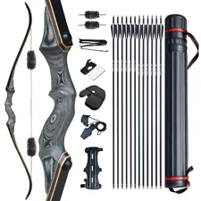 Archery 20-60lbs Takedown Wooden Recurve Bow Kit Adult Hunting Shoting RH LH