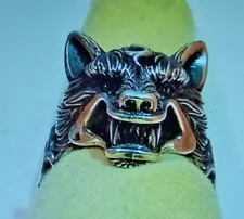 MEN'S 925 STERLING SILVER WOLF RING or werewolf of legends vr543