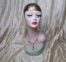 Fiberglass Female Vintage Artistic Costume Style Painted Mannequin Head Display