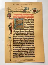 1907 chromolithograph of illuminated manuscript Buchdruckerkunst German antique