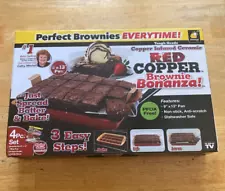 Red Copper Brownie Bonanza Nonstick Bake Pan Set As Seen On TV + Recipe Booklet