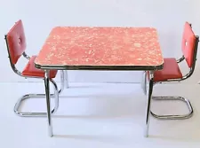 AMERICAN GIRL MOLLY'S RETRO RED CHROME TABLE AND CHAIRS KITCHEN SET